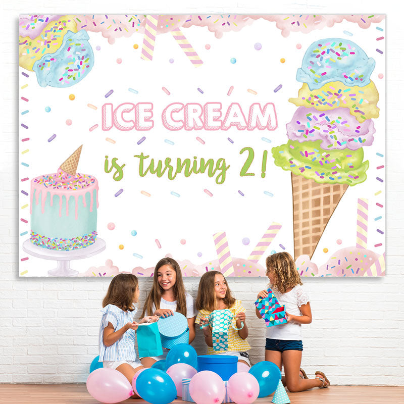 Lofaris Ice Cream Is Turning 2 Sweet 2rd Birthday Backdrop