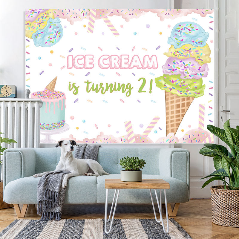 Lofaris Ice Cream Is Turning 2 Sweet 2rd Birthday Backdrop