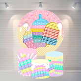 Lofaris Ice Cream Pop It Theme Circle Happy Birthday Backdrop