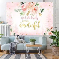 Lofaris Isnt She Onderful Pink Floral 1St Birthday Backdrop