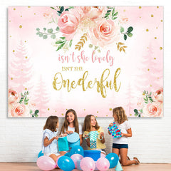 Lofaris Isnt She Onderful Pink Floral 1St Birthday Backdrop