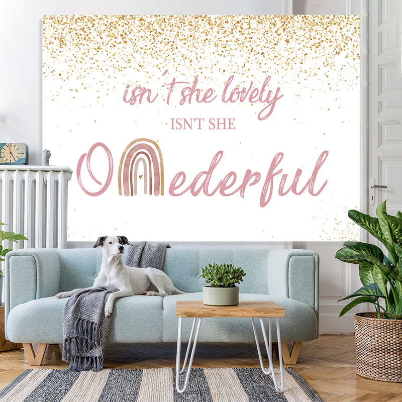 Lofaris Isnt She Onederful Pink and Gold 1St Birthday Backdrop