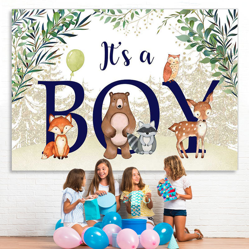 Lofaris Its a boy animal jungle baby shower photo backdrop