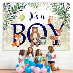 Lofaris Its a boy animal jungle baby shower photo backdrop
