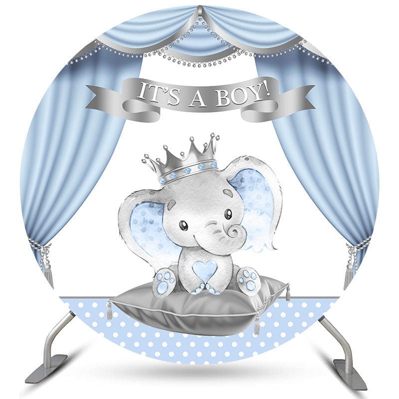Lofaris Its A Boy Blue And Silver Elephant Baby Shower Backdrop