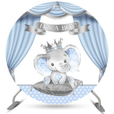 Lofaris Its A Boy Blue And Silver Elephant Baby Shower Backdrop