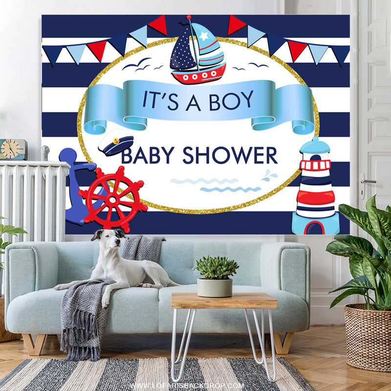 Lofaris Its A Boy Sea Sailing Theme Baby Shower Backdrop