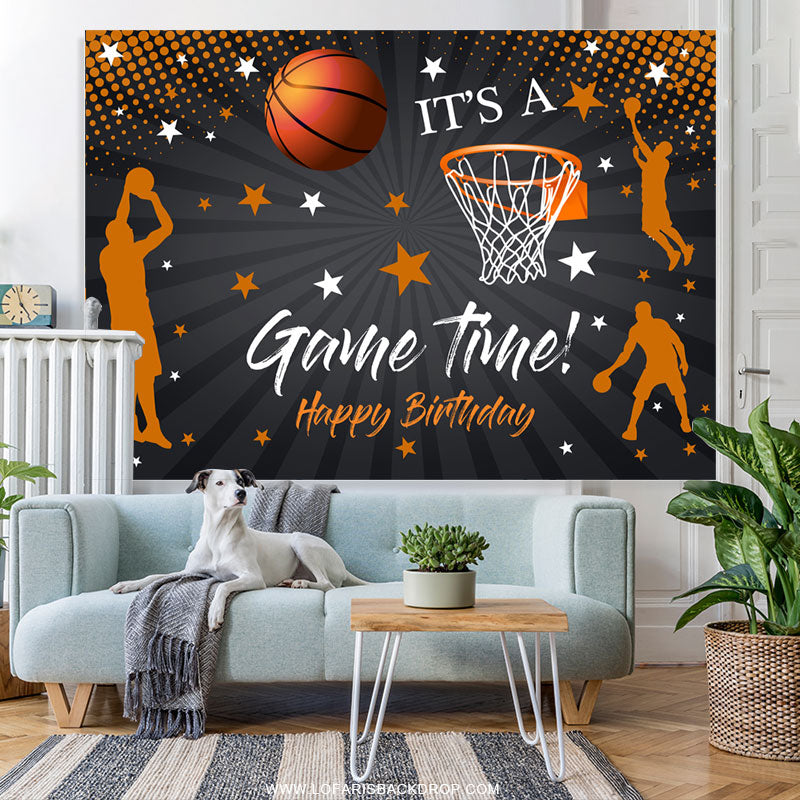 Lofaris Its A Game Time Basketball Happy Birthday Backdrop