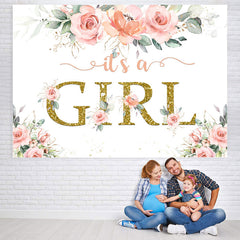 Lofaris Its A Girl Bright Flower and Leave Baby Shower Backdrop