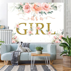 Lofaris Its A Girl Bright Flower and Leave Baby Shower Backdrop