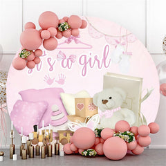 Bear Green And Golden Butterfly Themed Round Backdrop