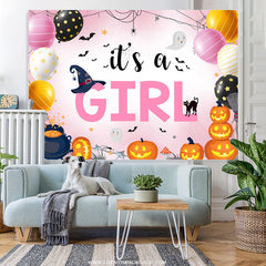 Lofaris Its A Girl Pink Balloon Halloween Baby Shower Backdrop