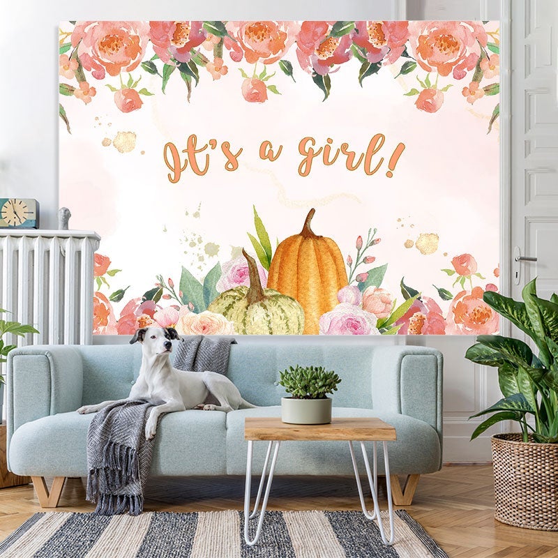 Lofaris Its A Girl Pink Floral Baby Shower Photoshoot Backdrop