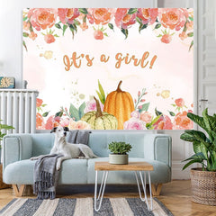 Lofaris Its A Girl Pink Floral Baby Shower Photoshoot Backdrop