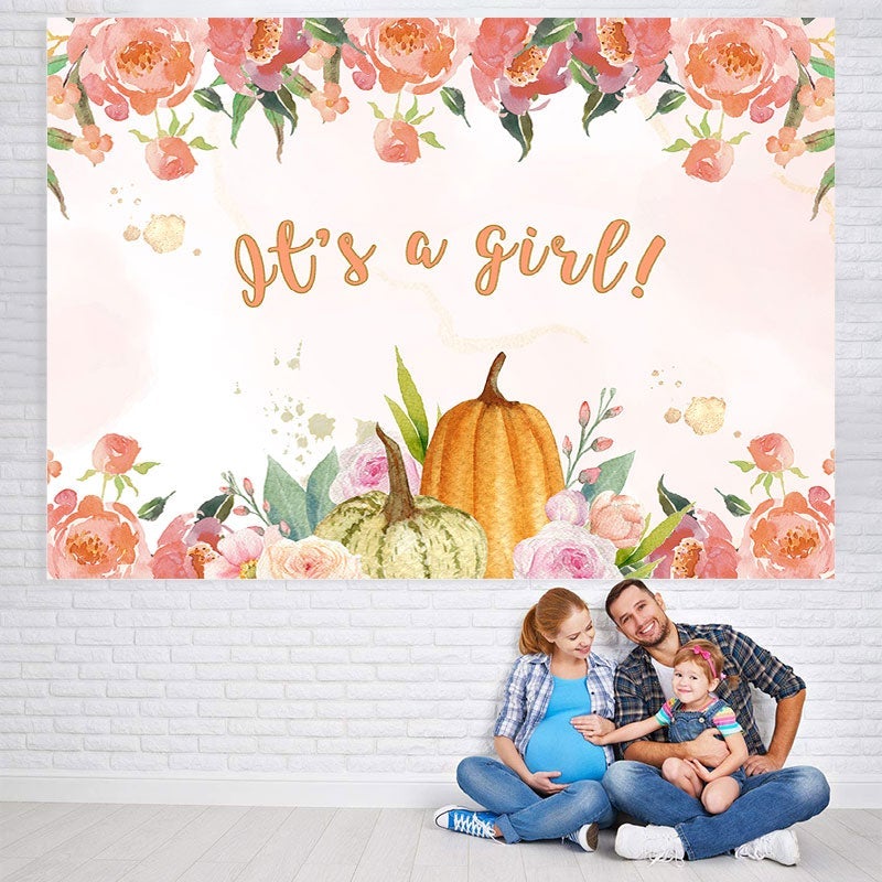 Lofaris Its A Girl Pink Floral Baby Shower Photoshoot Backdrop