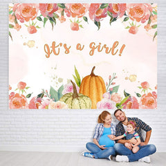 Lofaris Its A Girl Pink Floral Baby Shower Photoshoot Backdrop