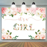 Lofaris Its a Girl Pink Watercolor Backdrop for Baby Shower