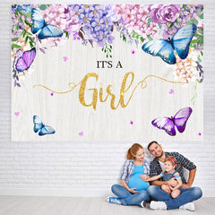 Lofaris Its A Girl Purple Spring Garden Baby Shower Backdrop