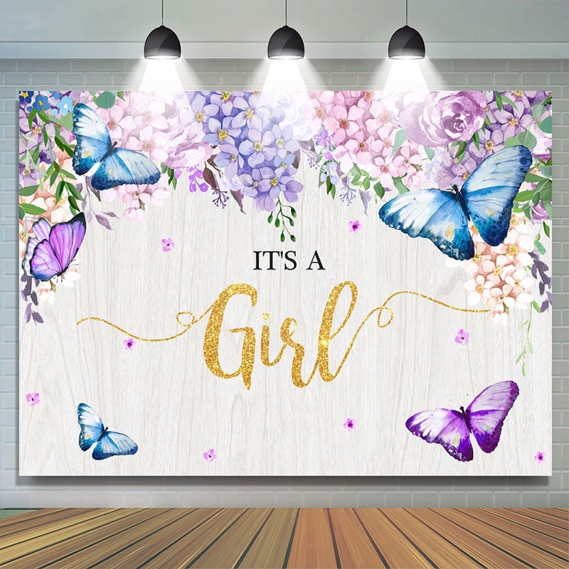 Lofaris Its A Girl Purple Spring Garden Baby Shower Backdrop