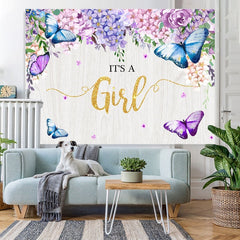 Lofaris Its A Girl Purple Spring Garden Baby Shower Backdrop