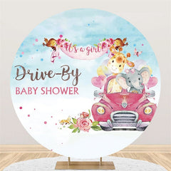 Lofaris Its A Girl Round Baby Shower Backdrop By Jungle Animals