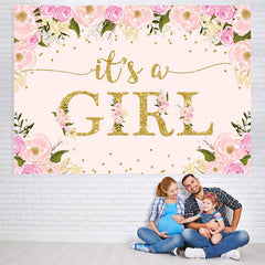 Lofaris Its A Girl Sweet Pink And Floral Baby Shower Backdrop