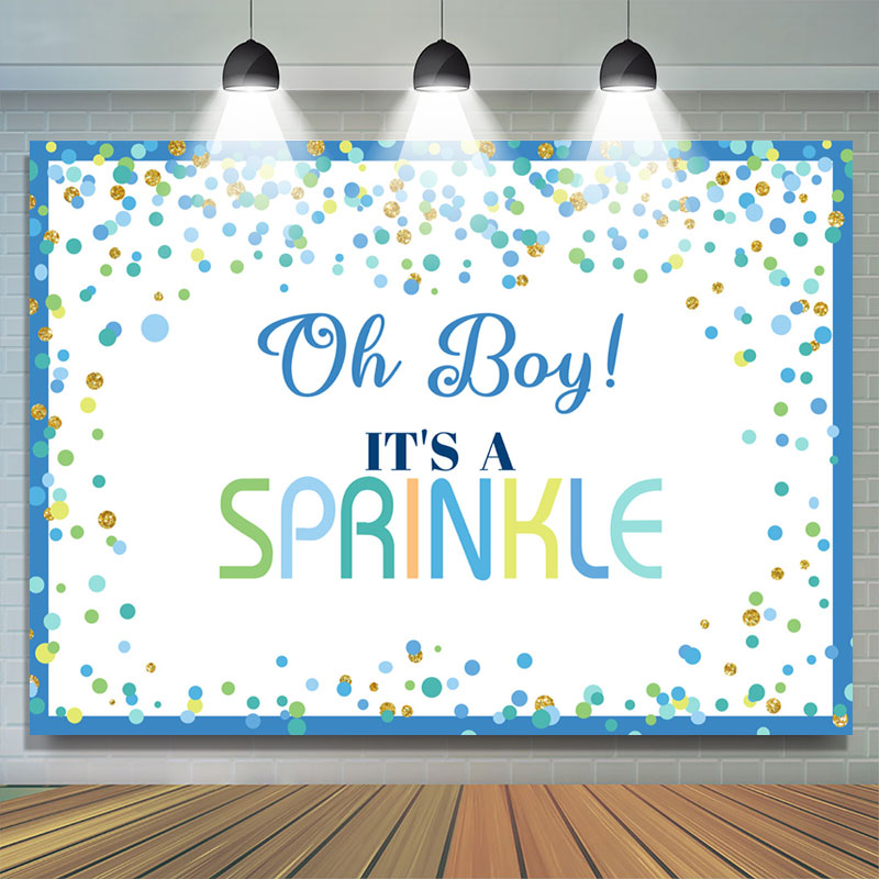 Lofaris Its A Sprinkle Blue Dots Baby Shower Backdrop