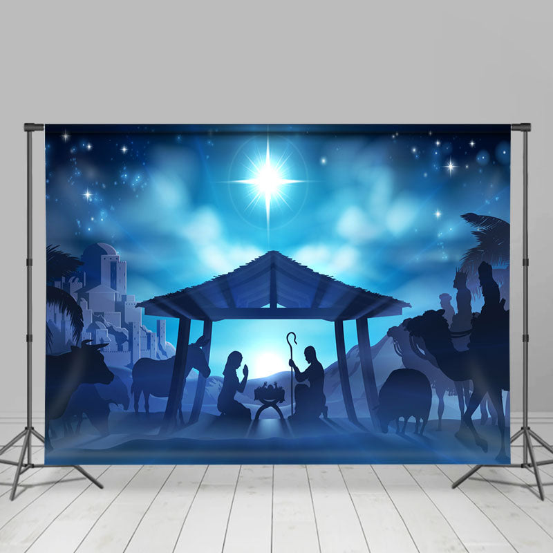 Lofaris Jesus Moon Night Bokeh Christmas Holiday Backdrop