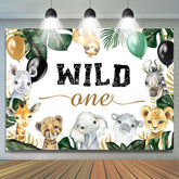 Lofaris Jungle Animals And Balloons Wild One Birthday Backdrop