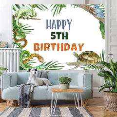 Lofaris Jungle Animals And Trees Happy 5th Birthday Backdrop