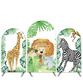 Lofaris Jungle Animals Theme Green Leaves Birthday Arch Backdrop Kit