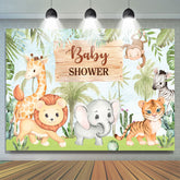 Lofaris Jungle Cute Animals And Green Trees Baby Shower Backdrop