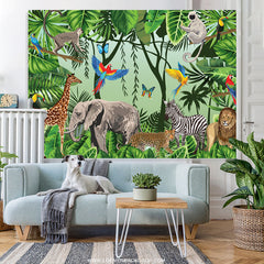 Lofaris Jungle Forest Animals Birthday Party Backdrop For Kids