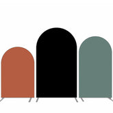 Lofaris Khaki Black Green Solid Color Theme Arch Backdrop Set