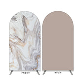 Lofaris Khaki Marble Texture Double Sided Arch Backdrop for Party