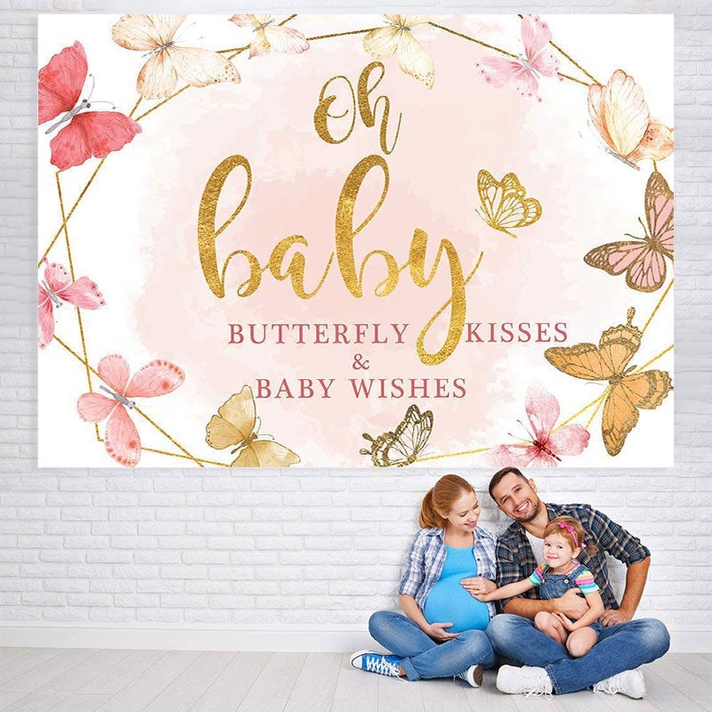 Lofaris Butterfly Oh Baby Pink Backdrop for Photo