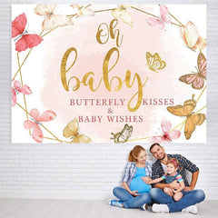 Lofaris Butterfly Oh Baby Pink Backdrop for Photo