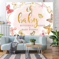 Lofaris Butterfly Oh Baby Pink Backdrop for Photo