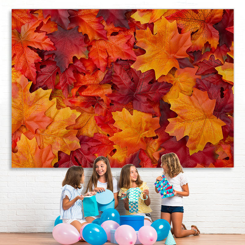 Lofaris Leaves Autumn Red Art Backdrop for Photoshoot