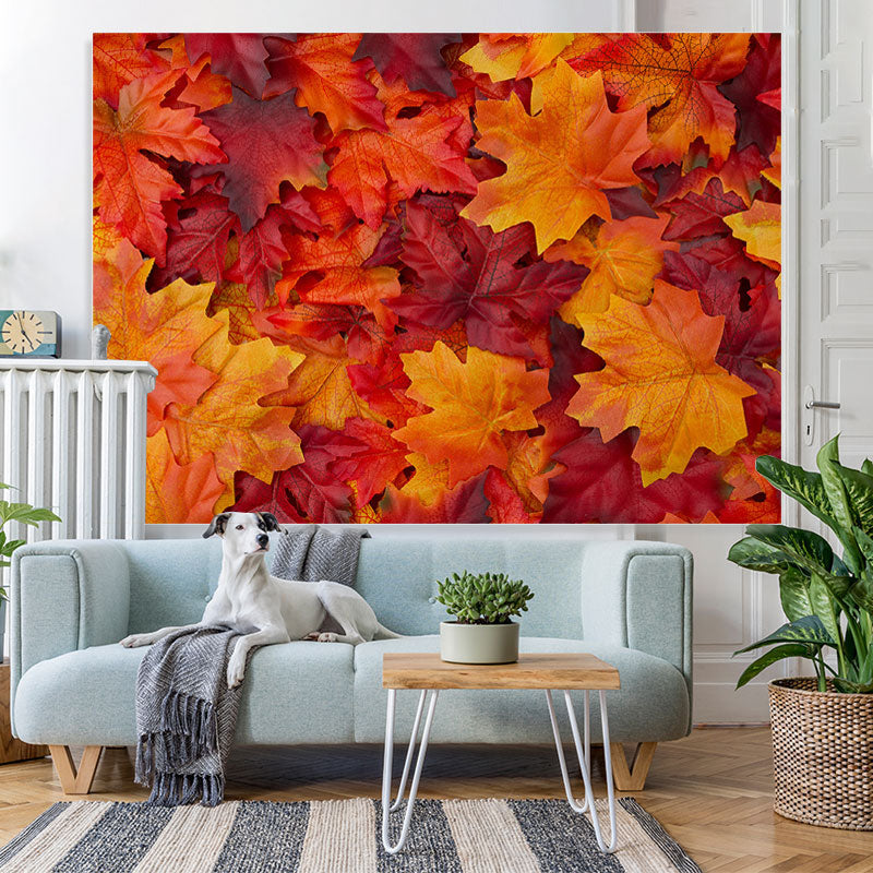 Lofaris Leaves Autumn Red Art Backdrop for Photoshoot