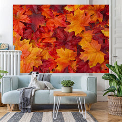 Lofaris Leaves Autumn Red Art Backdrop for Photoshoot