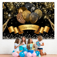 Lofaris Leopard Balloon Gold Black Glitter Birthday Party Backdrop