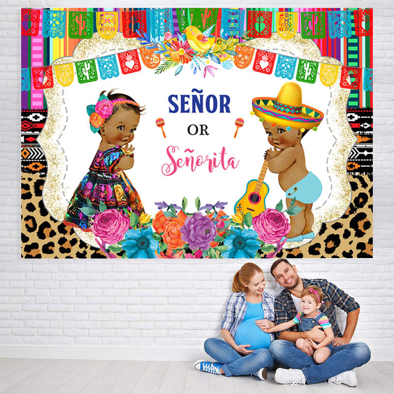 Lofaris Leopard Grain Senor or Senorita Baby Shower Backdrop