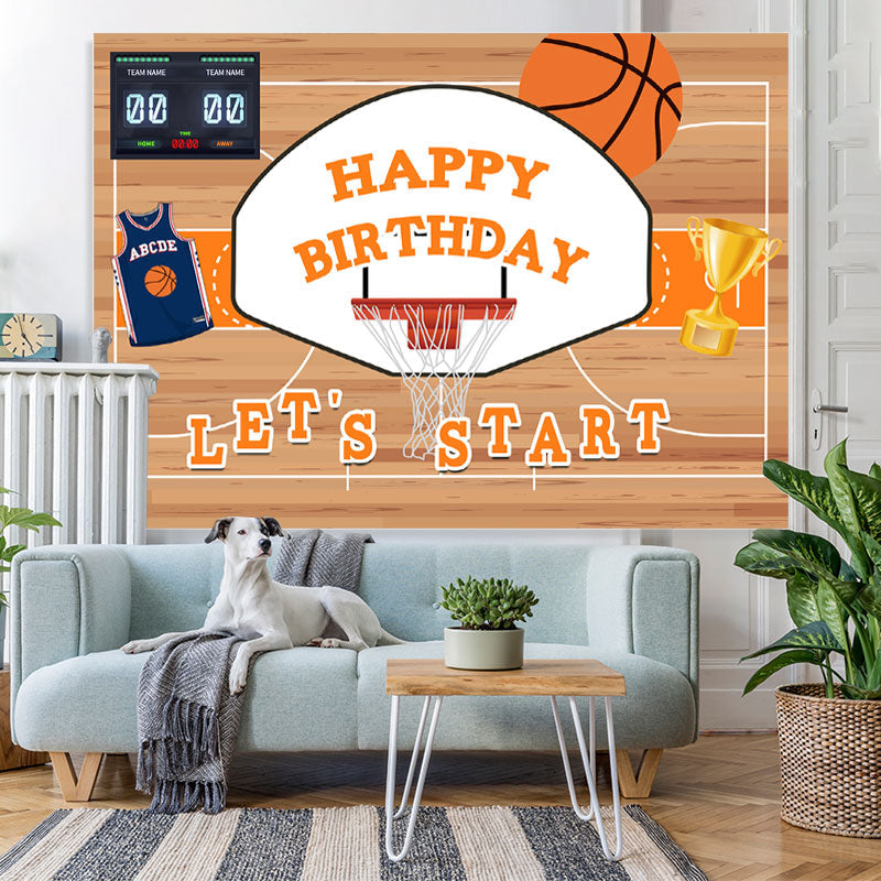 Lofaris Letââ‚?Start Basketball Trophy Happy Birthday Backdrop