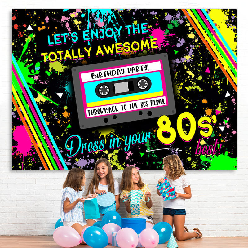 Lofaris Lets Enjoy 80s Party Graffiti Backdrop for Birthday