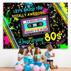 Lofaris Lets Enjoy 80s Party Graffiti Backdrop for Birthday