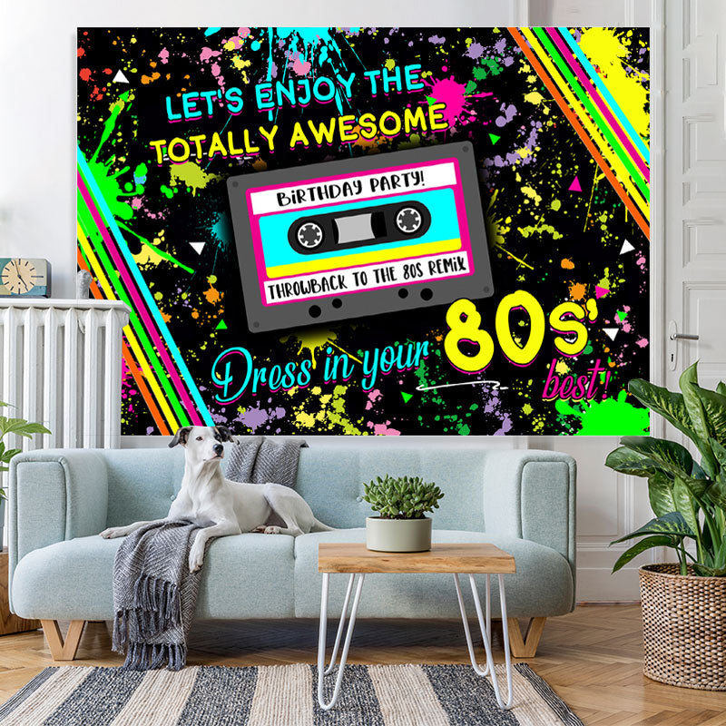 Lofaris Lets Enjoy 80s Party Graffiti Backdrop for Birthday