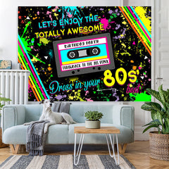 Lofaris Lets Enjoy 80s Party Graffiti Backdrop for Birthday