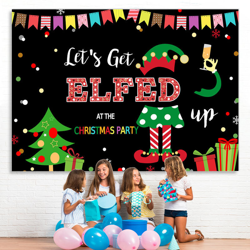 Lofaris Let’S Get Elfed At The Christmas Party Winter Backdrop