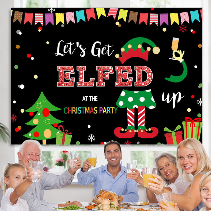 Lofaris Let’S Get Elfed At The Christmas Party Winter Backdrop